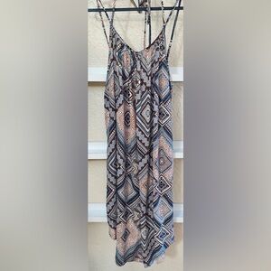 Audrey 3+1 Boho Wide Leg Jumpsuit Geometric Print NWOT
